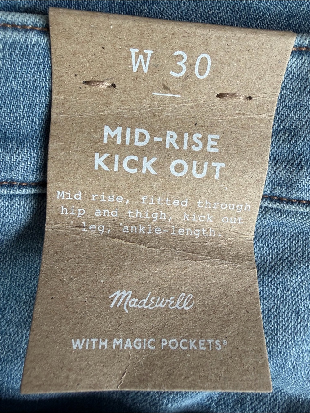 Madewell Light Blue Mid-Rise Kick-Out Ankle Jeans W30